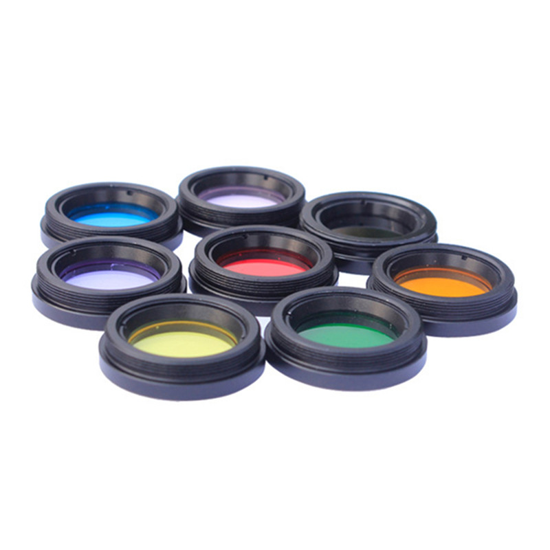 8PCS/Set 1.25 Inches 31.7mm Blue Green Red Yellow Orange Pink Purple Black Filter M28x0.6mm Microscope Filter Moon Filter Eyepiece
