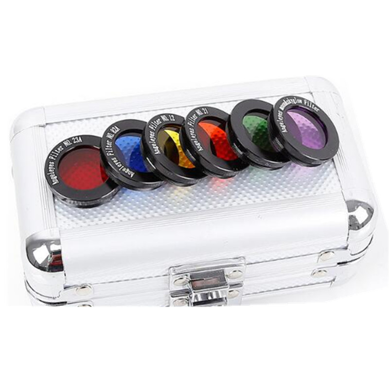 6PCS/Set Angeleyes 1.25 Inches 31.7mm 6 Colors Nebula Moon Red Orange Yellow Green Purple Blue Nebula Filter Lens Moon Filter Aluminum Case