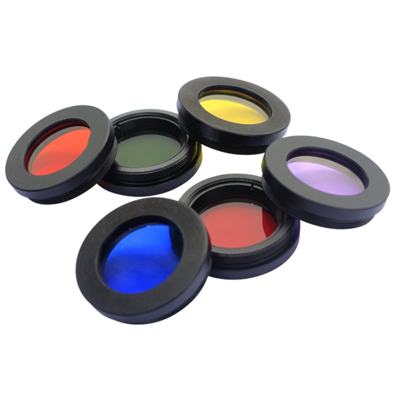 6PCS/Set 1.25 Inches Black Dog Series M28.6 Planetary Filter Moon Nebula Filter with Aluminum Box 6 Color Set Optical Acrylic Lens