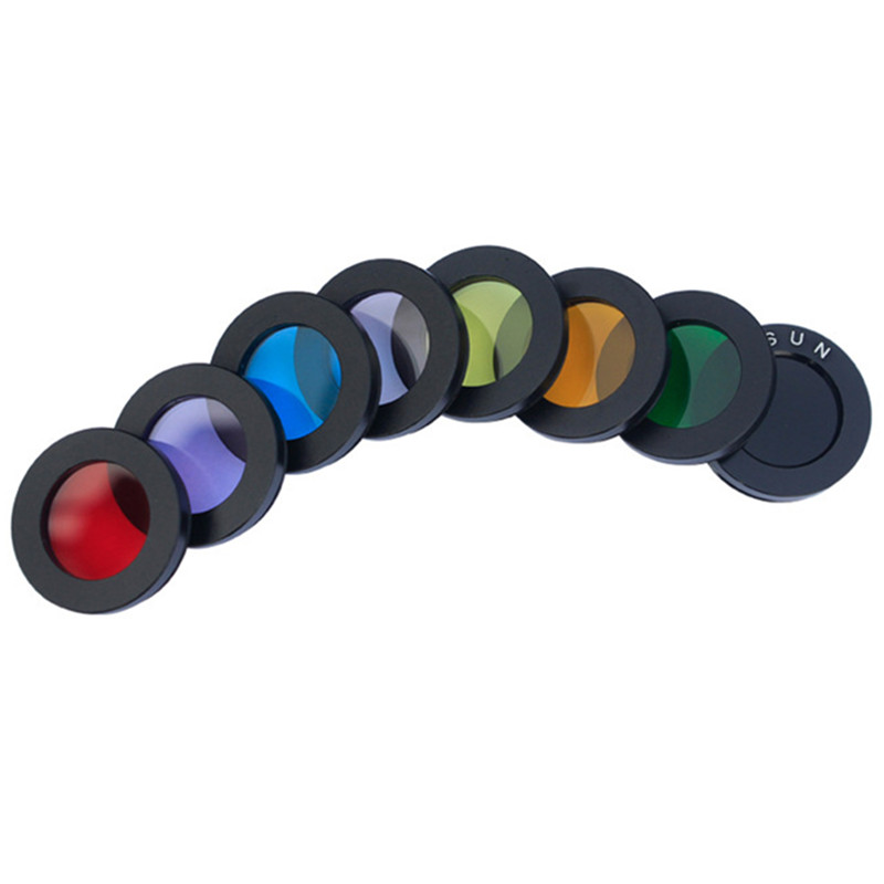 8PCS/Set 1.25 Inches 31.7mm Blue Green Red Yellow Orange Pink Purple Black Filter M28x0.6mm Microscope Filter Moon Filter Eyepiece