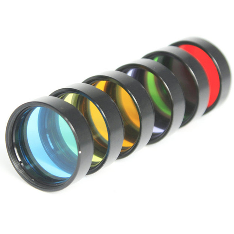 1.25 Inches M28*0.6mm Optical Glass Color Filter 6 Colors Set Yellow Orange Red Green Blue Purple Nebula Filter Aluminum Box