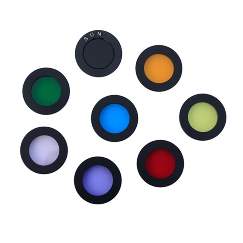 8PCS/Set 1.25 Inches 31.7mm Blue Green Red Yellow Orange Pink Purple Black Filter M28x0.6mm Microscope Filter Moon Filter Eyepiece