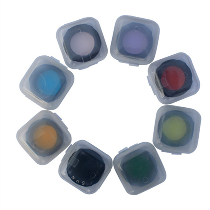 7PCS/Lot 1.25 Inches M28 M28x0.6mm Microscope Filter Moon Filter with Green Blue Red Yellow Purple Orange Pink Filter