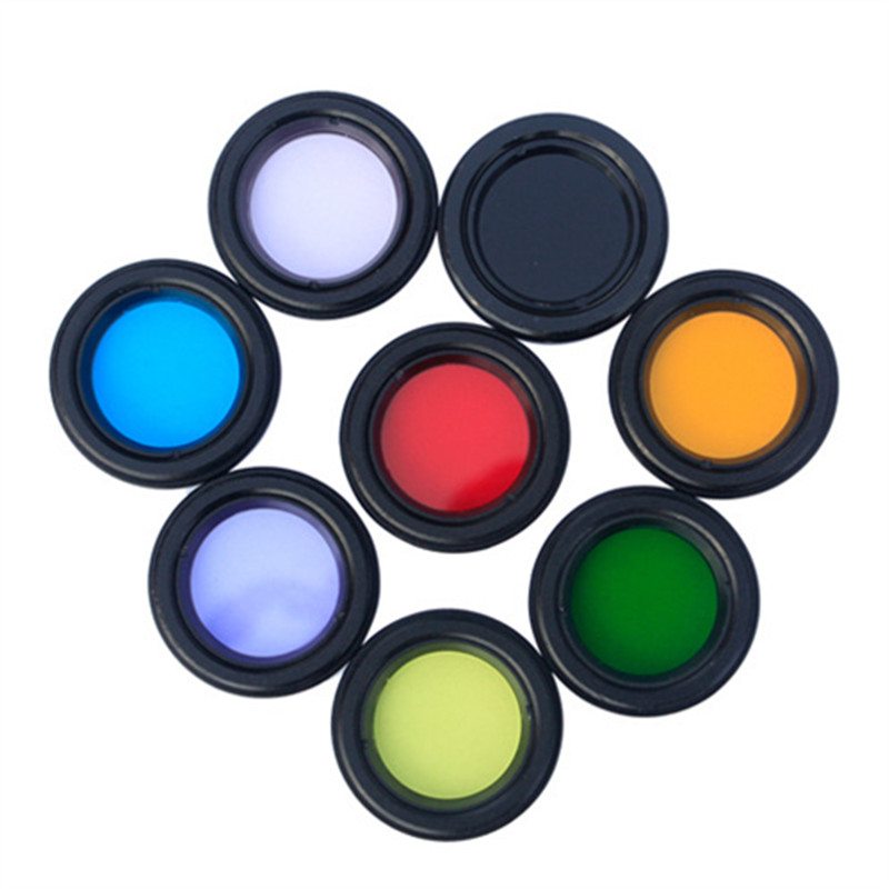 7PCS/Lot 1.25 Inches M28 M28x0.6mm Microscope Filter Moon Filter with Green Blue Red Yellow Purple Orange Pink Filter