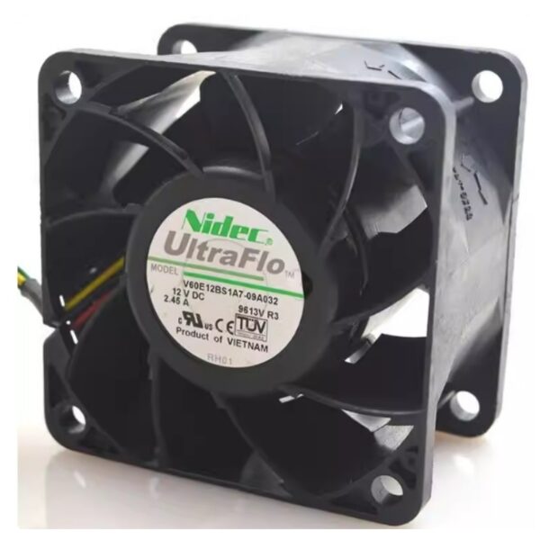 For Nidec V60E12BS1A7-09A032 DC 12V 2.45A 6cm 6038 60x60x38mm Double Ball Bearing Cooling Fan