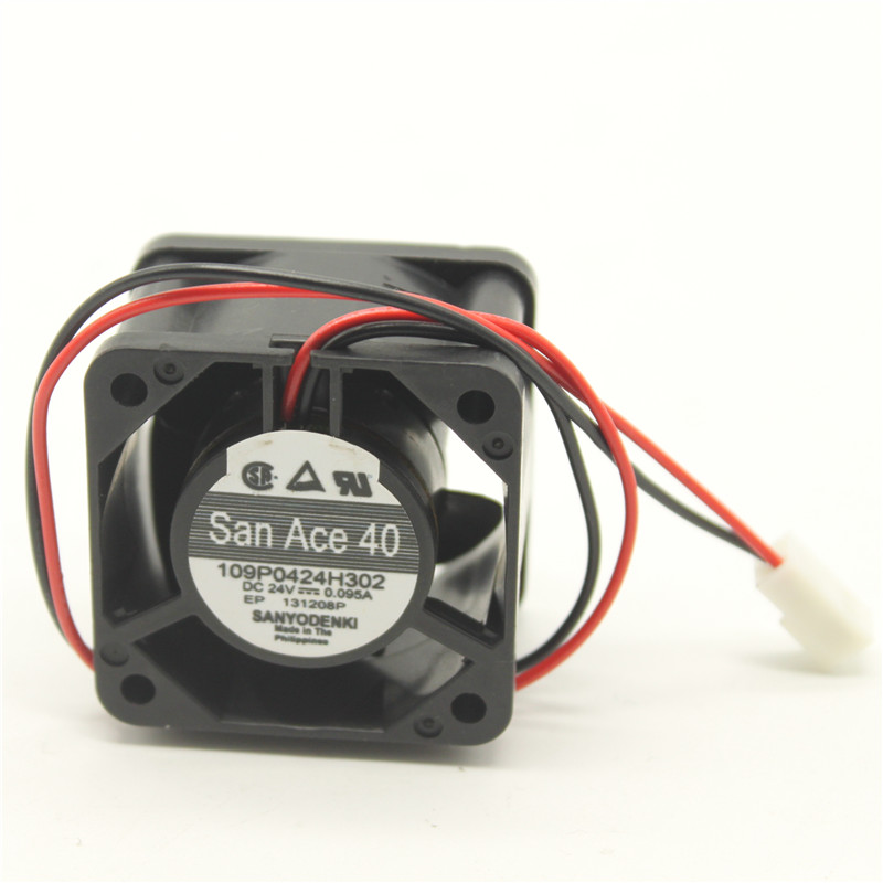 Sanyo San Ace 40 109P0424H302 DC 24V 0.095A 4cm 4028 2 Wires Double Ball Bearing Frequency Converter Cooling Fan