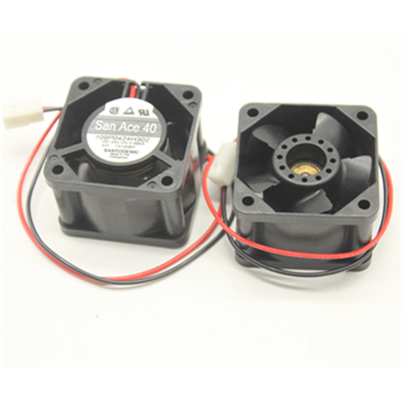 Sanyo San Ace 40 109P0424H302 DC 24V 0.095A 4cm 4028 2 Wires Double Ball Bearing Frequency Converter Cooling Fan