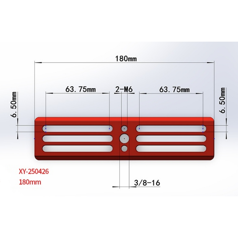 Angeleyes 180mm Length 180x6.5mm Bar Shaped Hole Dovetail Board can Through M6 1/4 Inches Screws Black & Red Color
